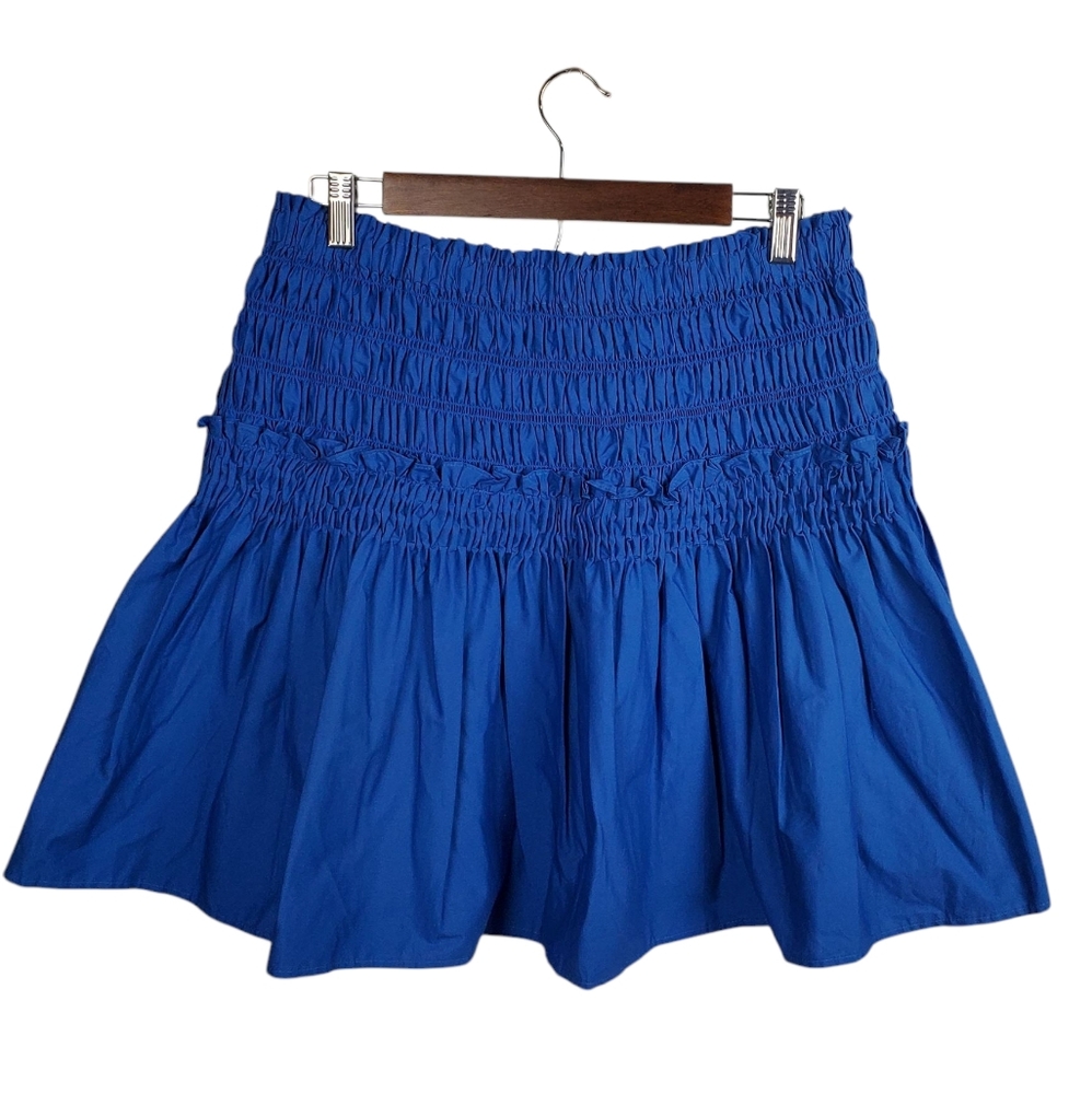 SEA New York Royal Blue Smocked Tiered Mini Skirt Size L NWT Cotton Blend - Picture 2 of 5